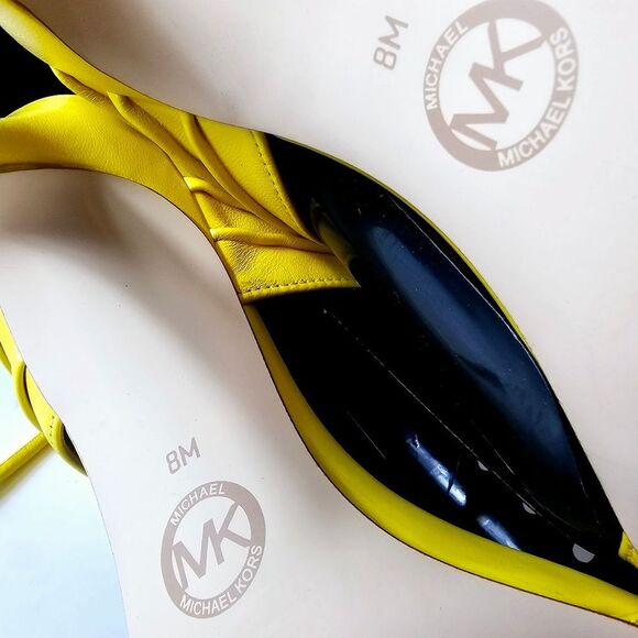 Michael Kors Yellow Michael Mmk Gabriellea Ankle Tie High Dress Sandals Size 8 - Picture 11 of 11